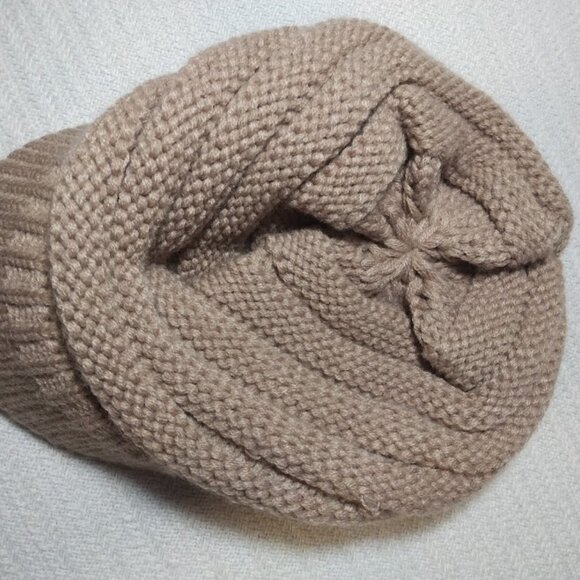 C.C. Exclusive Soft Knit Winter Newsboy Hat Tan/Brown Stretchy Beanie Mod Retro - Picture 5 of 7